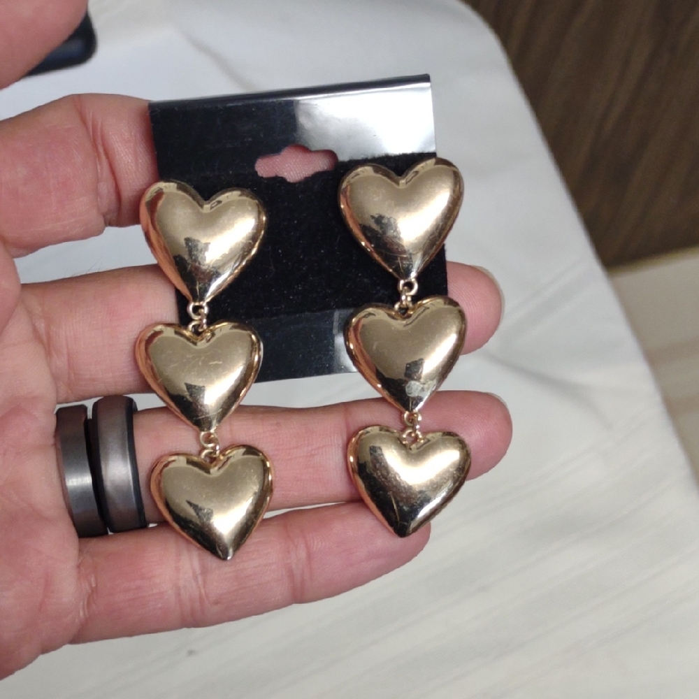 Sugarfix Gold Tone Heart Drop Earrings